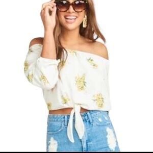 SHOW ME YOUR MUMU‎ floral off shoulder Santiago tie front blouse top M